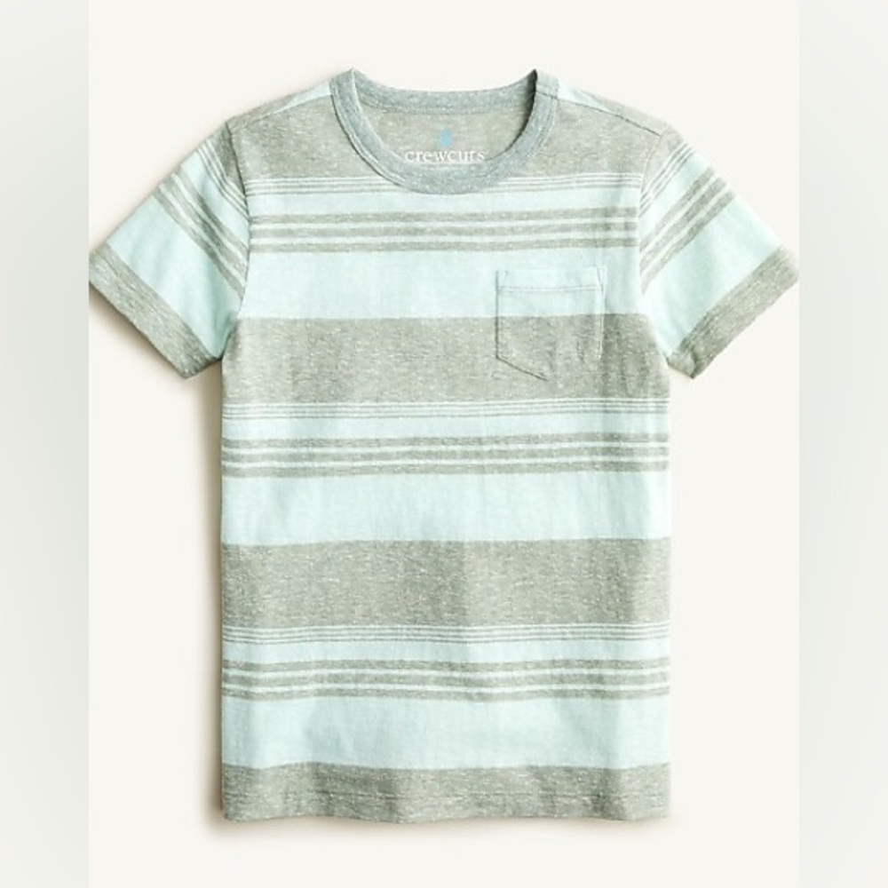 J.Crew Crewcuts Striped Slub Tee (Sage/Aqua) Size XS (4-5)
